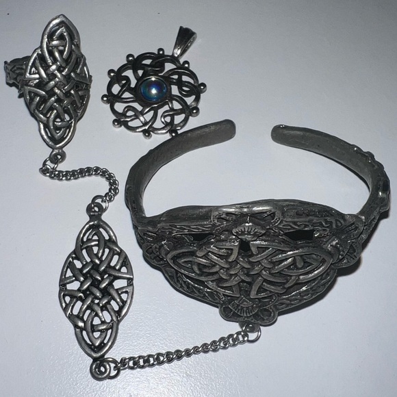 Celtic slave bracelet chain ring and necklace harmony amulet moonstone charm set - Picture 4 of 6